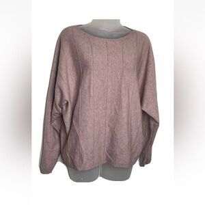 Vila Milano Women's Wool Blend Pullover Sweater Batwing Sleeves Boat Neck Mauve‎